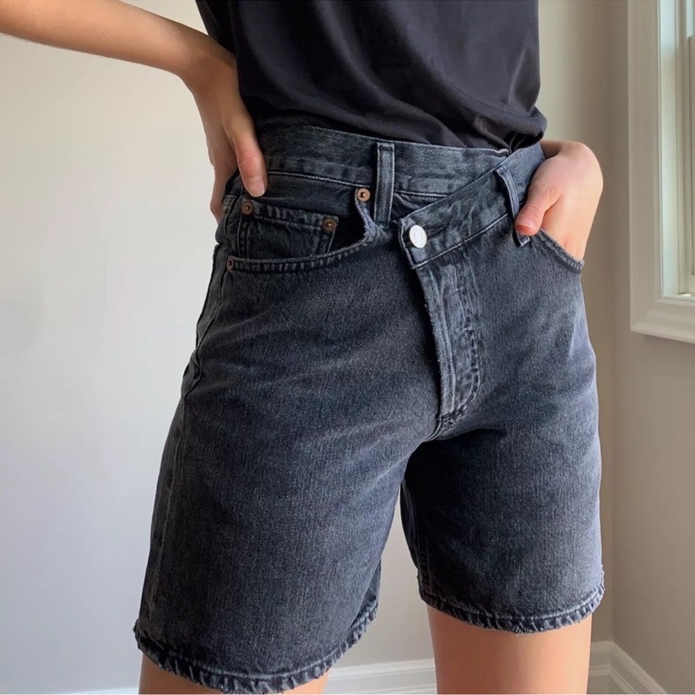 Agolde Crossover Criss Cross Denim Shorts 27